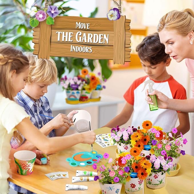 Doiaz Paint & Plant Flower Growing Gardening Kit with 3 Pots for Kidz - Christmas Gifts for Girlz & Boyz Agez 5, 6, 7, 8, 9, 10, 11 & 12 Yearz Old Girlz