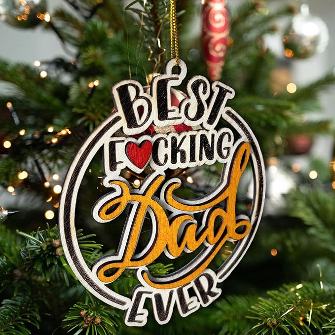 #1 Dad Wooden Christmas Ornament – Best Dad Ever 2025, Father’s Day Tree Décor, Hero Ornament