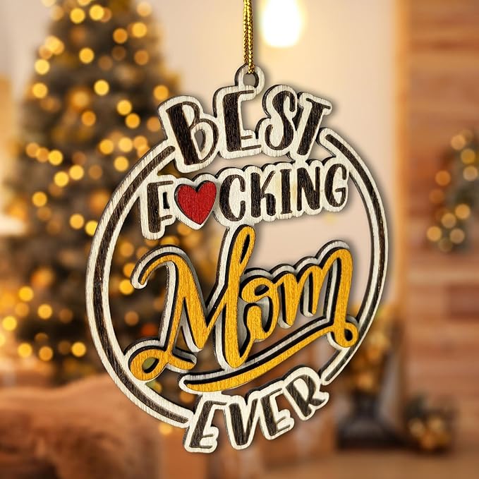 #1 Mom Wooden Christmas Ornament – Best Mom Ever 2025, Mother’s Day Tree Décor, Hero Ornament