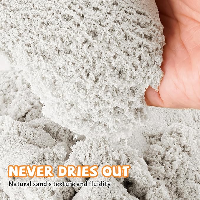 NiToy FlexiSand Value Pack 11lbs of Moldable Self-Sticking Sand, Never Dries Out-Fun for 3 Years and Up Kids Bulk Refill for Sensory Sand Box Toys, Ideal for Shaping, and Molding (White)