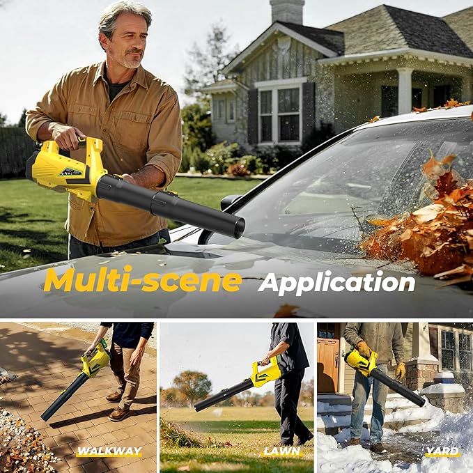 Leaf Blower Cordless, 5-Speed Leaf Blowers with 2 x 4.0Ah Batteries and Turbo Mode, Lightweight Grass Blower Snow Blowers for Lawn Care, Patio, Yard, Blows Leaves, Snow and Dust