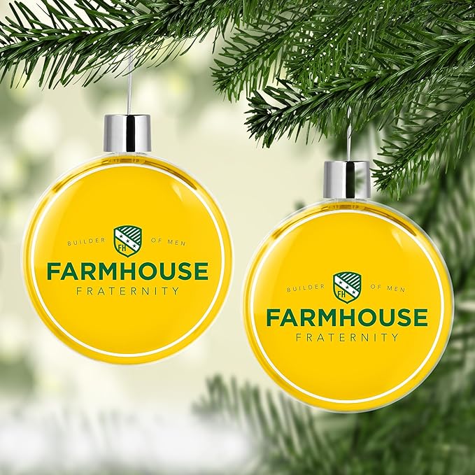 Farmhouse Round Flat Christmas Tree Ornament Decoration for Tree Party Home Holiday Decor (Farmhouse 5)