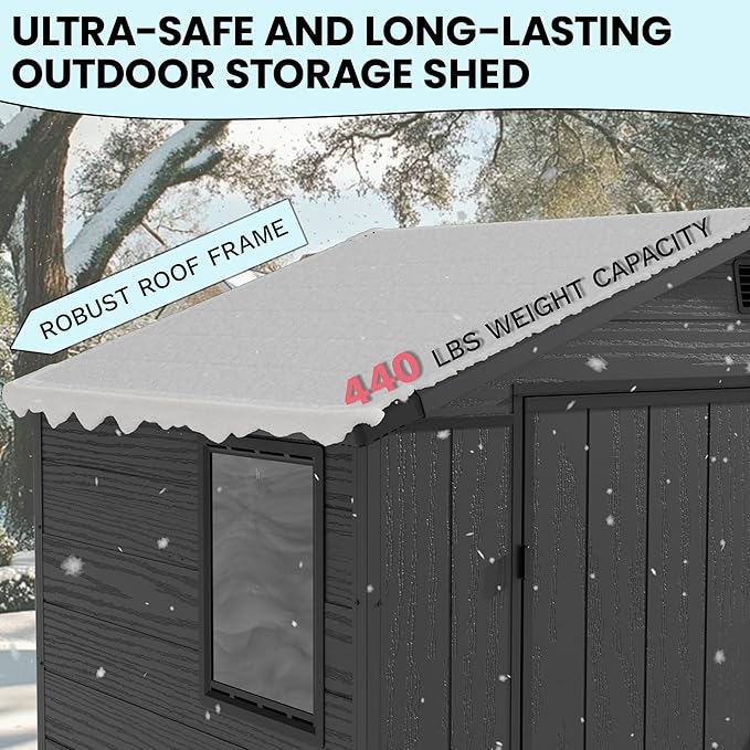 Devoko 6x4 FT Plastic Outdoor Storage Shed - Lockable Resin Tool Shed with Window & Floor - Easy Assembly for Garden, Backyard, Dark Gray