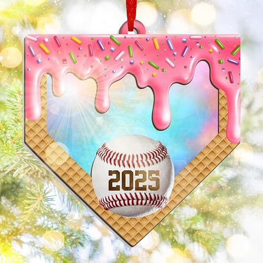 FLAGWIX Baseball Ornaments for Christmas Tree - 2D Flat (Not 3D) Suncatcher Christmas Ornaments 2025 - Baseball Gifts for Sporty Girls, Baseballs Player Gifts for Teen Girls Daughter Granddaughter