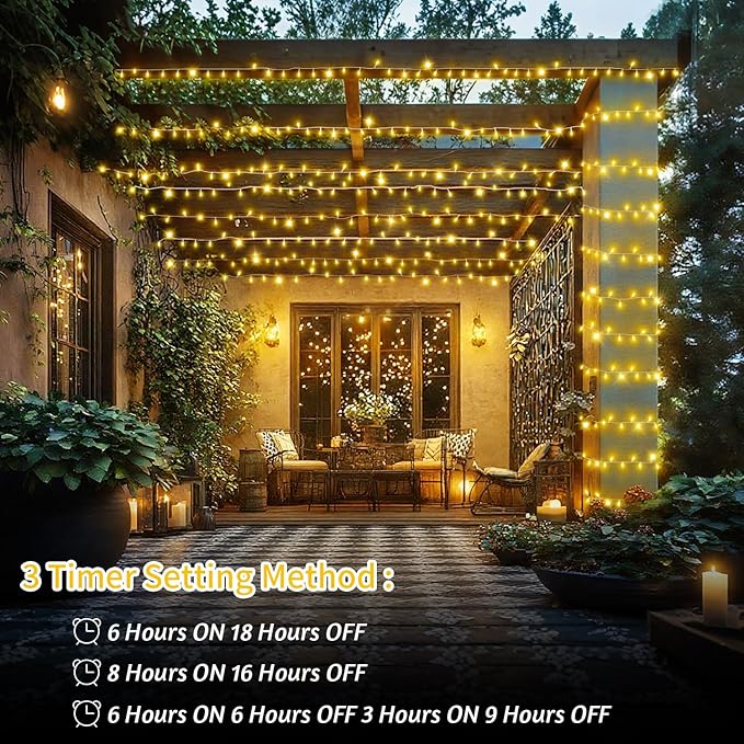 JXLEDAYY 2 Pack 403 FT 1000 LED Christmas Lights Outdoor Fairy Lights Plug in Clear Wire String Lights with Remote Timer 8 Modes for Outside House Tree Garden Wedding Party Decorations-Warm White