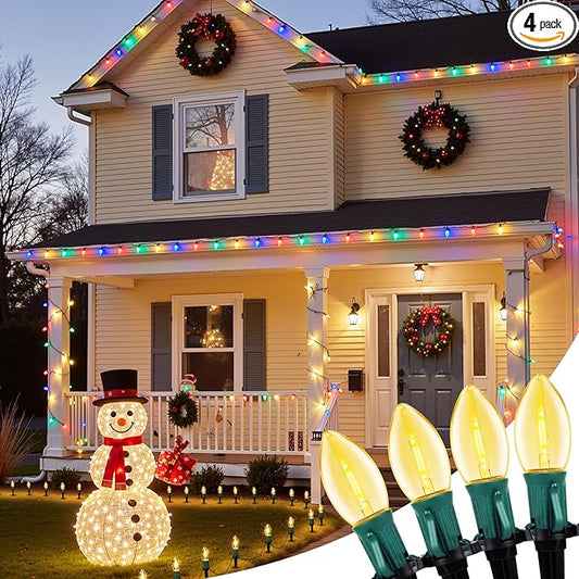 Brightown C9 Christmas Pathway String Lights - Outdoor with 102.8 FT Length, 80 Clear Lights, Waterproof Walkway for Indoor/Outdoor Xmas Party Decor, Warm White