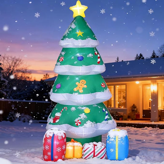 10FT Christmas Tree Inflatables, Inflatable Christmas Decorations, Blow Up Holiday Decor for Outdoor Yard, Lawn, Backyard, Home