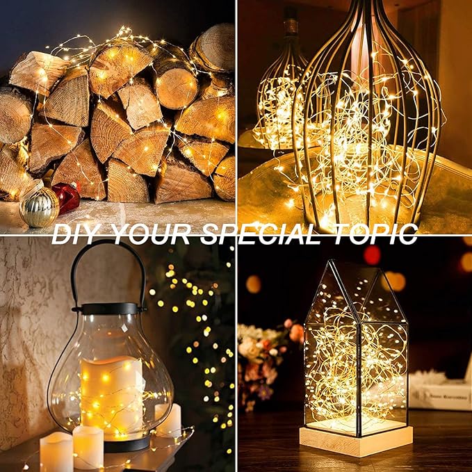 MUMUXI 48 Pack Fairy Lights Battery Operated, 7.2ft 20 Micro LED Mini Waterproof String Lights Silver Wire Firefly Starry Lights for DIY Wedding Party Mason Jars Crafts Christmas Decoration Warm White