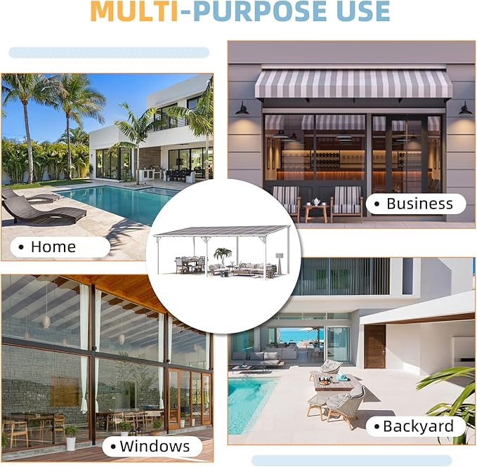 AECOJOY 20' x 12' Gazebo in White, Large Wall Mounted Gazebos on Clearance, Outdoor Patio Lean to Gazebo Metal Awnings for Decks,Patio, Porch, Backyard and More