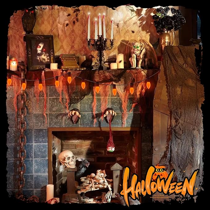C9 LED Orange Halloween String Lights 25Ft Outdoor Christmas Decorations Lights with 26 LED Shatterproof Orange Bulbs, Hanging Christmas Lights for Outdoor Patio Roofline Backyard Party Garden Lawn