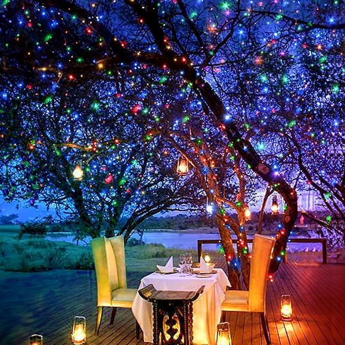 2 Pack 403 FT 1000 LED Christmas Lights Outdoor Fairy Lights Plug in Extra Long Clear Wire String Lights with Remote Timer 8 Modes for Outside House Tree Garden Wedding Party Decorations- Multicolor