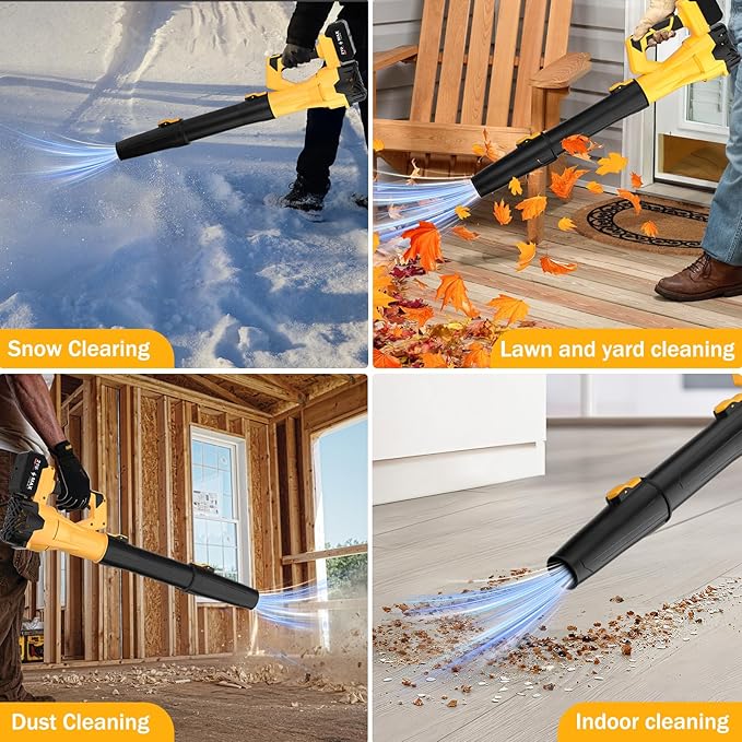 Cordless Leaf Blower, Electric Leaf Blower with Battery & Charger ? 2¡¿4.0Ah Batteries, 6 Speed Modes, 21V Powerful Lightweight Handheld Blower for Lawn Care, Patio Cleaning, Car Drying, Dust
