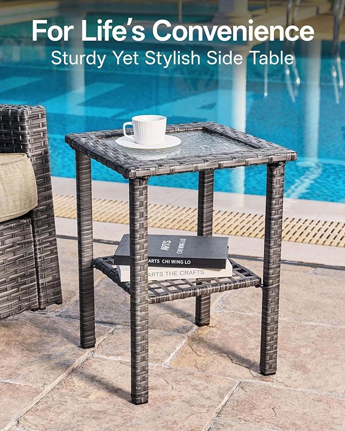 Luxury 8-Piece Patio Furniture Set with 6-Inch Thick Cushions, Outdoor Couch and Swivel Rocker Chairs, Wicker Conversation Set for Porch, Deck, Yard, Pool in Beige