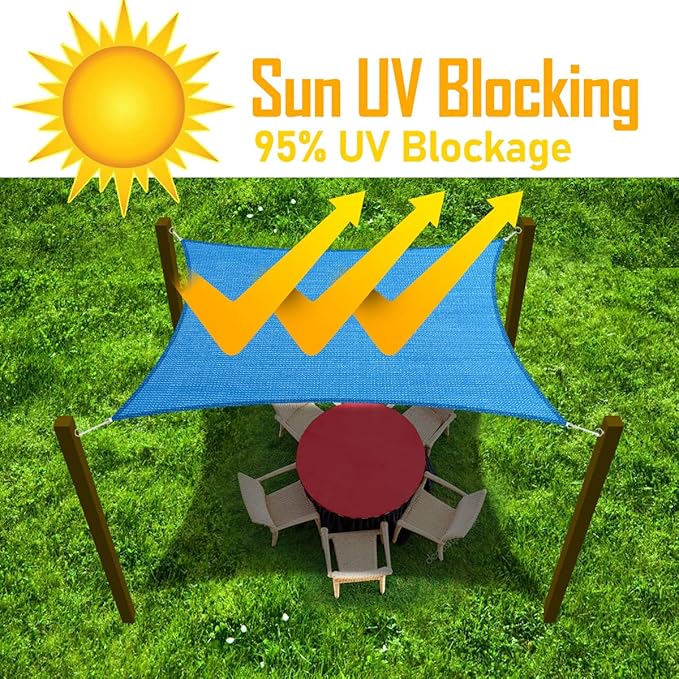 12' x 12' Sun Shade Sail Canopy Awning Permeable Fabric Pergola Cover, for Outdoor Patio Lawn Garden Backyard Carport, Blue