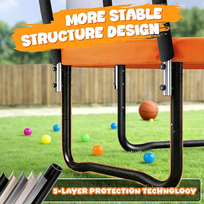 Trampoline 8FT 10FT 12FT 14FT 15FT 16FT, Recreational Trampolines with Enclosure Net and Ladder, Outdoor Anti-Rust Trampolines for Kids and Adults, ASTM Approved