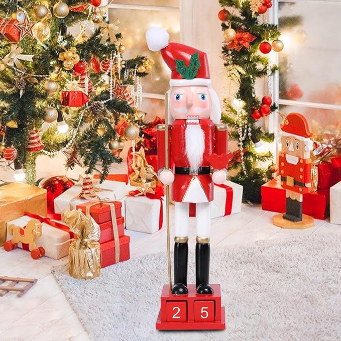 Christmas Nutcracker Decorations Nutcracker Figure 12 Inch Wooden Nutcrackers Cardinal Nutcracker Soldier for Table Desktop Home Christmas Decor Xmas Indoor Decor Cardinal