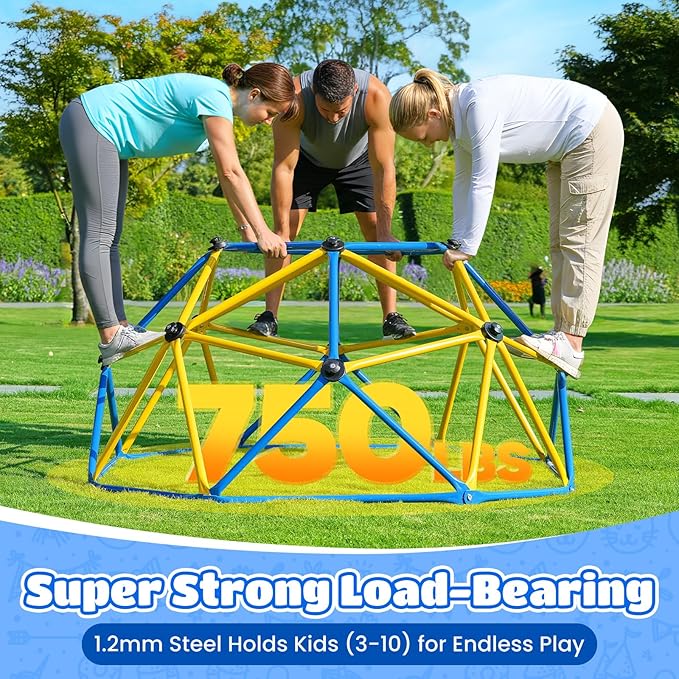 Zupapa Experience Ultimate Fun with The 2025 Upgraded Decagonal Geo Dome Climber - Supports 750LBS and Easy Assembly for Kids (Blue, 6FT)