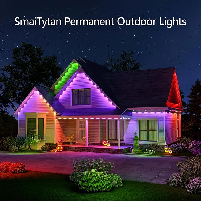Permanent Outdoor Light,150ft Eave Lights with 120 LEDs, Smart RGB Outdoor LED Lights with Remote, 49 Scene Modes, IP67 Waterproof, Compatible with Alexa & Google Home