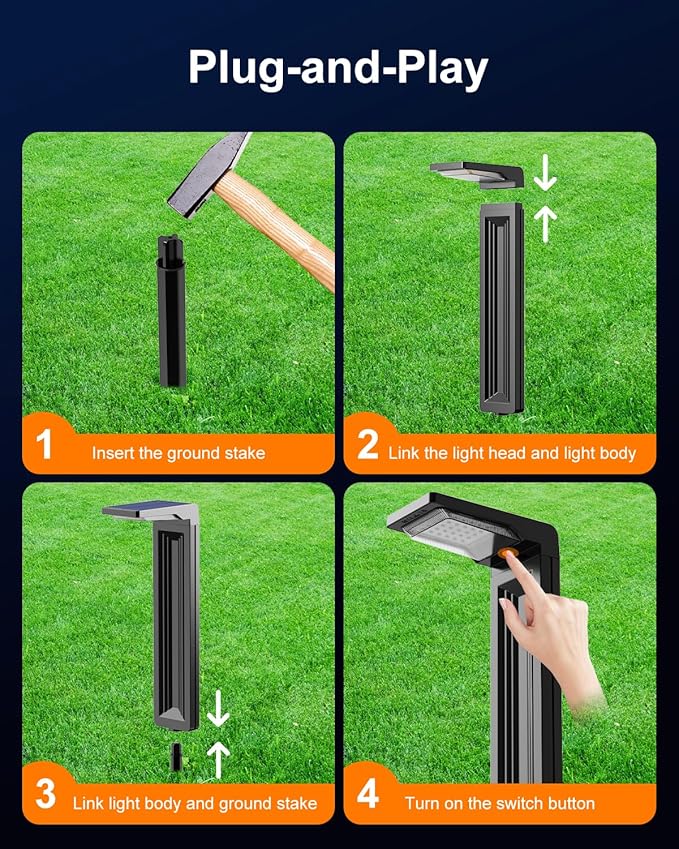Solar Pathway Lights Outdoor 30 LED Solars Powered Lamp Dusk to Dawn Waterproof for Garden Lighting Outside, Patio, Path, Yard, Walkway, Driveway (RGB, 6 Pack)
