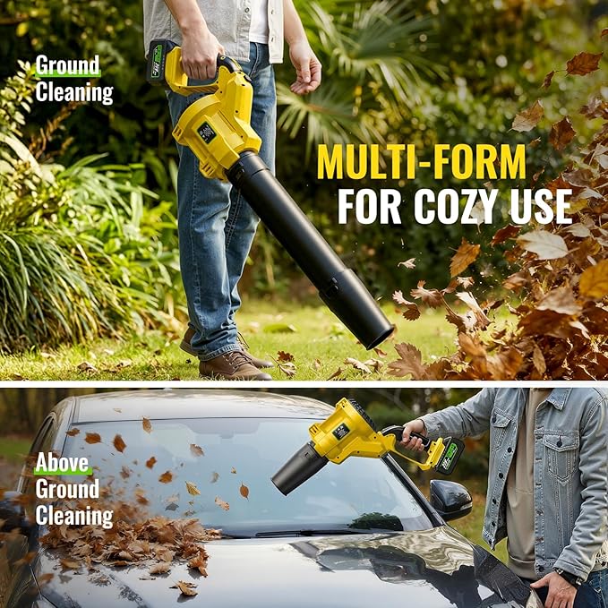 Leaf Blower Cordless, 680CFM Leaf Blowers with 2 x 4.0Ah Batteries & Charger, 5-Speed Brushless Motor, Lightweight Snow Blower Grass Blowers for Lawn Care, Patio, Yard, Blows Leaves, Snow