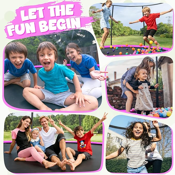 Trampoline 8FT 10FT 12FT 14FT 15FT 16FT, Recreational Trampolines with Enclosure Net and Ladder, Outdoor Anti-Rust Trampolines for Kids and Adults, ASTM Approved
