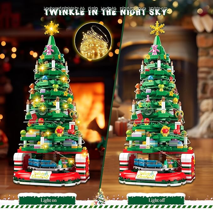 Christmas Tree Building Set for Kids, Christmas Tree 2025 Collectible Holiday Building Block Home Decor, Ornaments for Boys, Girls and Adults, 888Pcs, Deep Green
