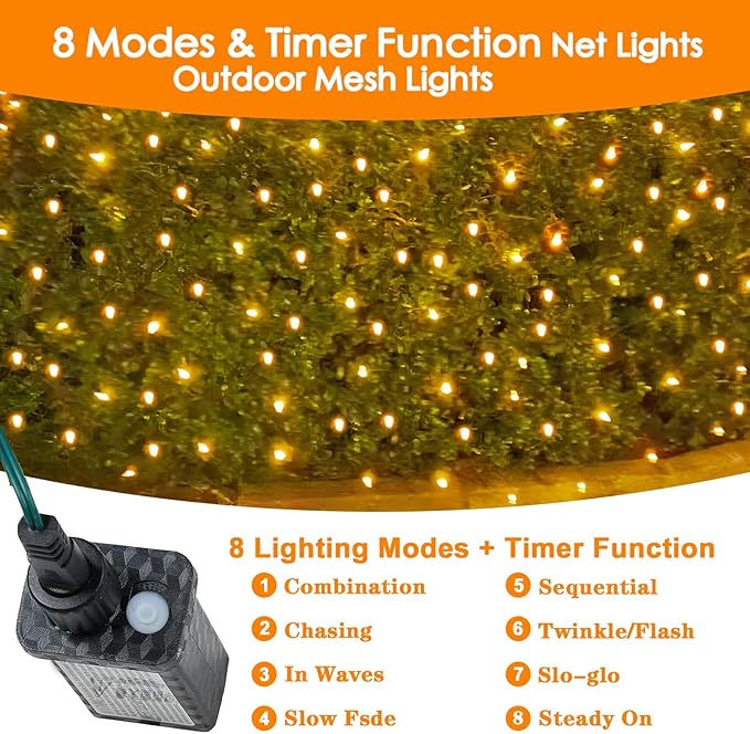 Christmas Net Lights Outdoor for Bushes, 6x5ft 120LED Net Light Outdoor Mesh Lights, Connectable Waterproof Net Light for Bushes,Garden,Yard,Trunk,Xmas Tree,Christmas Décor