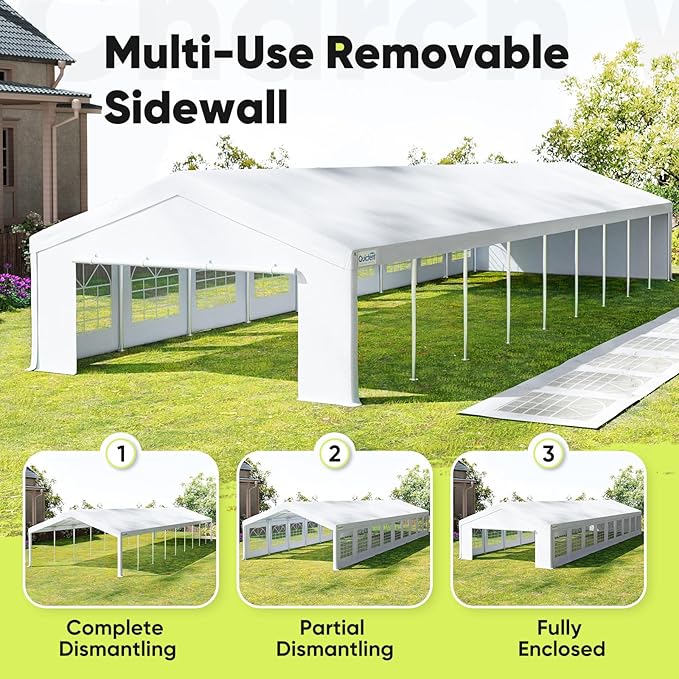 Quictent 20x60 Heavy Duty Party Tent for Parties Outdoor Large Canopy Wedding Event Shelter Wedding Tents for Parties with Storage Bags(Church)