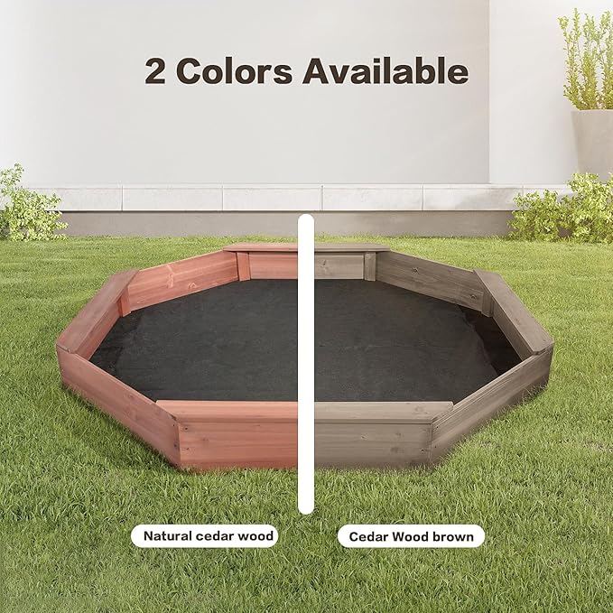 Wooden Octagonal Sandbox with Cover, Outdoor Sandpit with 4 Bench Seats, Sand Box for Children, Beach for Backyard, Patio, Garden£¬red