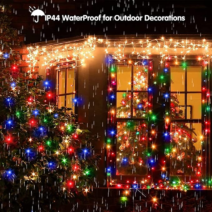 Led Christmas Lights Outdoor Christmas Decorations Hanging Light 400LED 8 Modes 75 Drops, Waterproof Outdoor Indoor Fairy Christmas Lights for Party, Holiday, Wedding, Eaves Decorations (Multicolor)