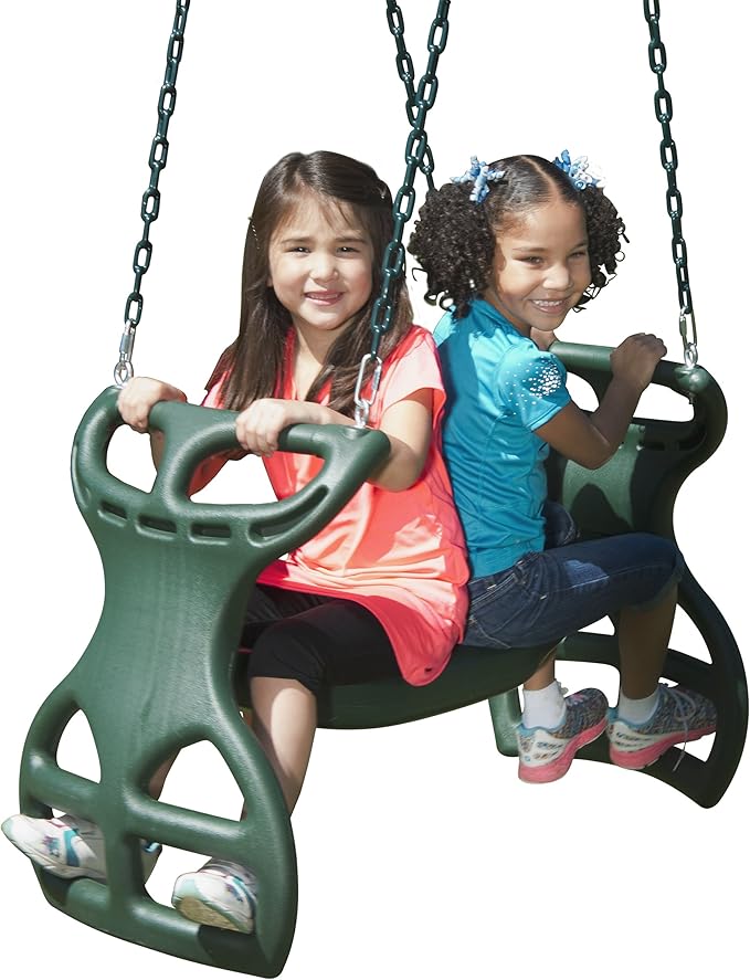 Swing-N-Slide WS 3452 Heavy Duty Two Person Dual Glider Swing, with Coated Chains to Prevent Pinching, 18 W x 25 in H x 40 L, Green