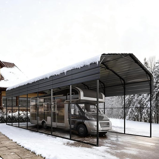 Sophia & William 14x35x13FT Heavy-Duty RV Carport Extra-Tall Shelter for Class A/B/C RVs, Trailers & More (Galvanized Steel Roof), Dark Grey