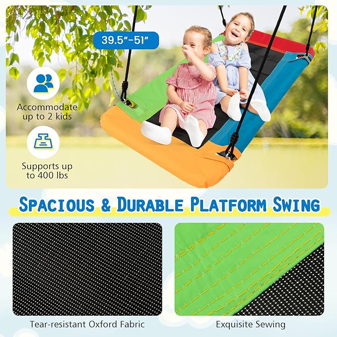 Costzon 660 lbs Swing Sets for Backyard, 3-in-1 Heavy Duty Extra Large Metal Frame with Platform Swing, Belt Swing, Baby Swing, Indoor Outdoor Playground Playset, Swing Set for Kids Toddlers