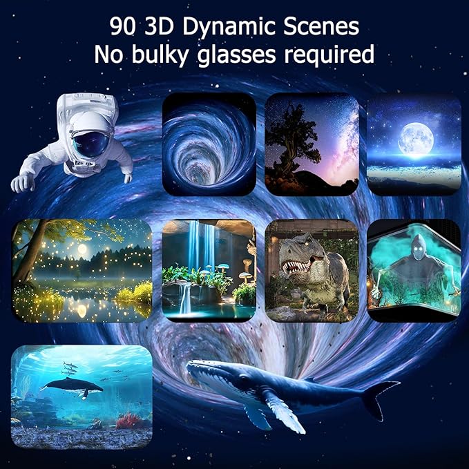 Star Projector,3D Galaxy Projector with 90 Dynamic 3D Scenes & Bluetooth Speaker, Moving Stars Night Light with Auto Timer for Bedroom Decor, and Party.
