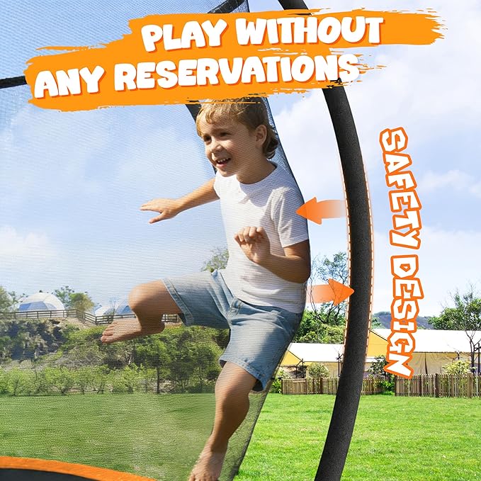 Trampoline 8FT 10FT 12FT 14FT 15FT 16FT, Recreational Trampolines with Enclosure Net and Ladder, Outdoor Anti-Rust Trampolines for Kids and Adults, ASTM Approved