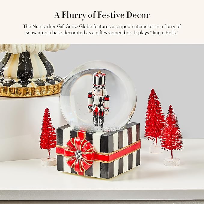 MACKENZIE-CHILDS Snow Globe, Musical Christmas Decor for Living Room, Nutcracker Gift