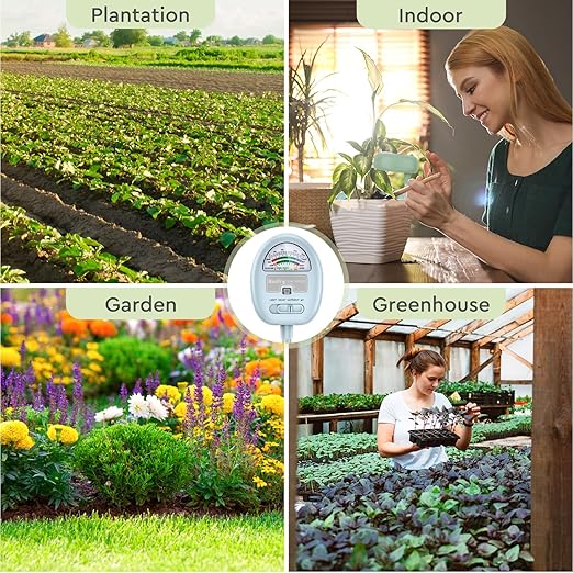 4-in-1 Soil Moisture Meter, Moisture Meter for Plants, Soil Ph Meter, Tester for Moist, Light, Nutrients, pH, Great for Garden, Lawn, Farm, Indoor & Outdoor Use，No Battery Required, Blue