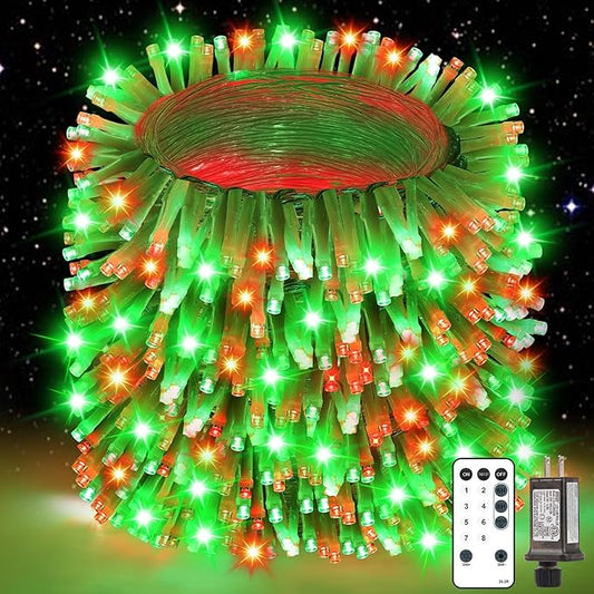 Christmas Lights String Outdoor Indoor, 1200 LED 403FT Red Green Xmas Tree Decorations Lights, Plug in Twinkle Fairy Light with Remote Timer Dimmable for Room Yard Holiday Party Wedding Camping Decor