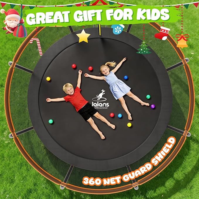 Trampoline 8FT 10FT 12FT 14FT 15FT 16FT, Recreational Trampolines with Enclosure Net and Ladder, Outdoor Anti-Rust Trampolines for Kids and Adults, ASTM Approved