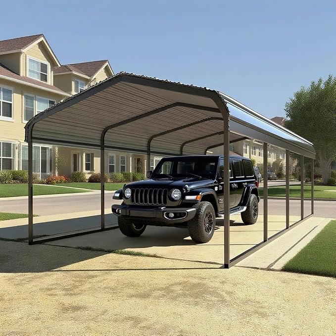 Heavy Duty Metal Carport 10x20 ft Galvanized Steel Frame RV Carport Storage All Weather Shelter Easy Assembly for 2 Car Extra Large Canopy for Dual Vehicle Boat Protection Garage (10x20 FT)