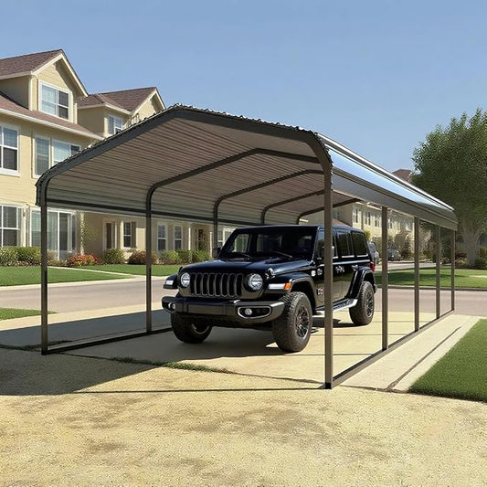 Heavy Duty Metal Carport 10x20 ft Galvanized Steel Frame RV Carport Storage All Weather Shelter Easy Assembly for 2 Car Extra Large Canopy for Dual Vehicle Boat Protection Garage (10x20 FT)