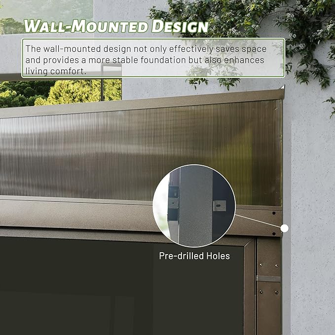 10'x12' Sunroom Wall Mounted, All Season Lean to Solarium with Metal Roof (Galvanized Steel), Aluminum Frame Outdoor Enclosed Gazebo with 2 Sliding Doors and PVC Windows for Patio, Deck, Garden