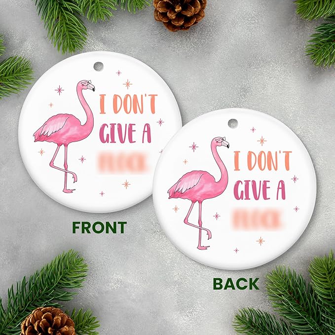 FLAGWIX Pink Flamingo, Funny Christmas Ornaments 2025 - Christmas Flamingo Gifts for Women, Friends, Family, Funny Flamingo Decor - Christmas Tree Decoration Ceramic Ornaments