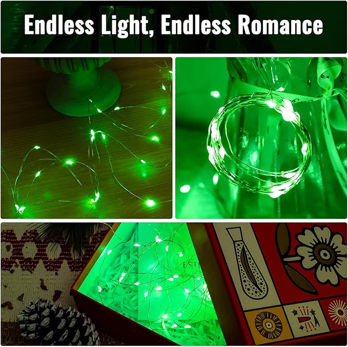 ZSJWL 30 Pack Green Fairy Lights Battery Operated, 7FT 20LED Mini Starry Light Mason Jar Lights for Indoor Outdoor Party Wedding Halloween Thanksgiving