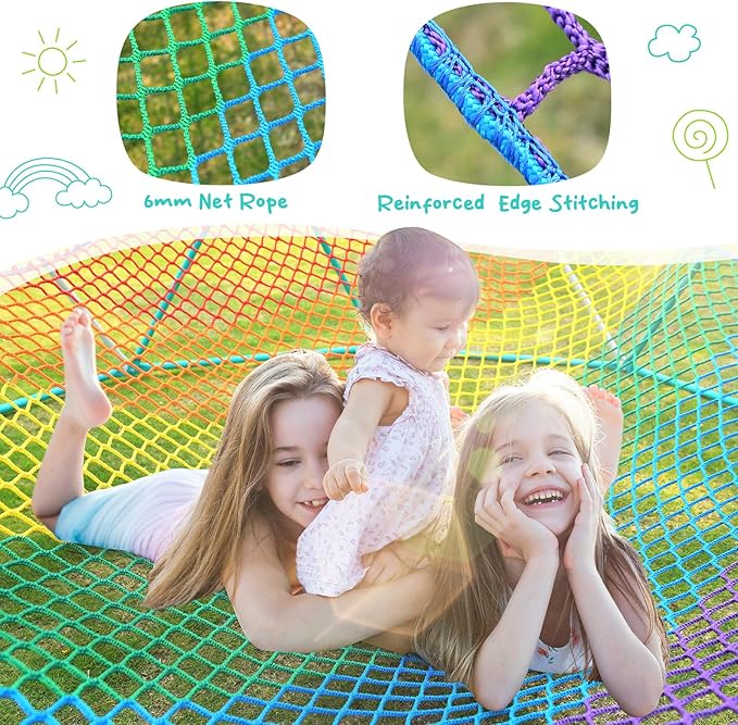 Hapfan Climbing Dome with Climbing Cargo Net, 10 ft Dome Jungle Gym with Hammock for Kids Outdoor Playset Monkey Bars Backyard