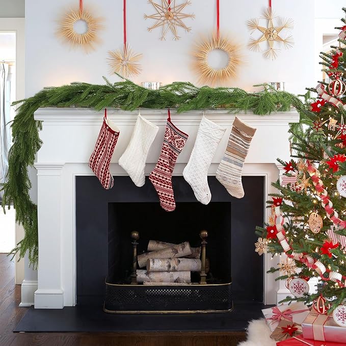 Norfolk Pine Christmas Garland - Real Touch Pine Garland, Green Artificial Greenery Garland for Holiday, Fireplace, Mantle, Window, Stairs, Indoor, Outdoor Décor (270cm - Standard)