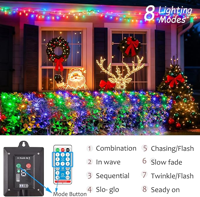 11.5ft x 5ft Solar Net Lights Outdoor, Solar & USB 2 Power Way 240 LED Waterproof Mesh Lights for Bushes, Remote Control 8 Modes String Light Trees Patio Garden Christmas Indoor Decor (Multicolor)