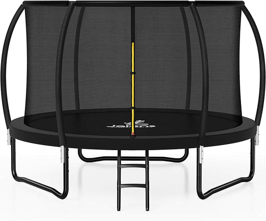 Trampoline 8FT 10FT 12FT 14FT 15FT 16FT, Recreational Trampolines with Enclosure Net and Ladder, Outdoor Anti-Rust Trampolines for Kids and Adults, ASTM Approved