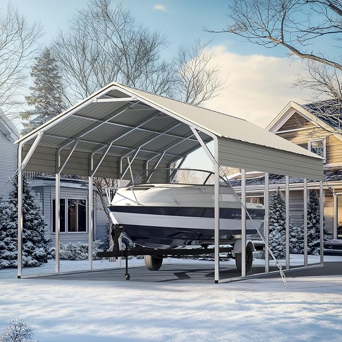 Quictent Heavy Duty 13x26 FT Vertical Roof Metal Carport, Pre-Drilled All Weather Car Shelter for RV, Vehicles & Farm Equipment