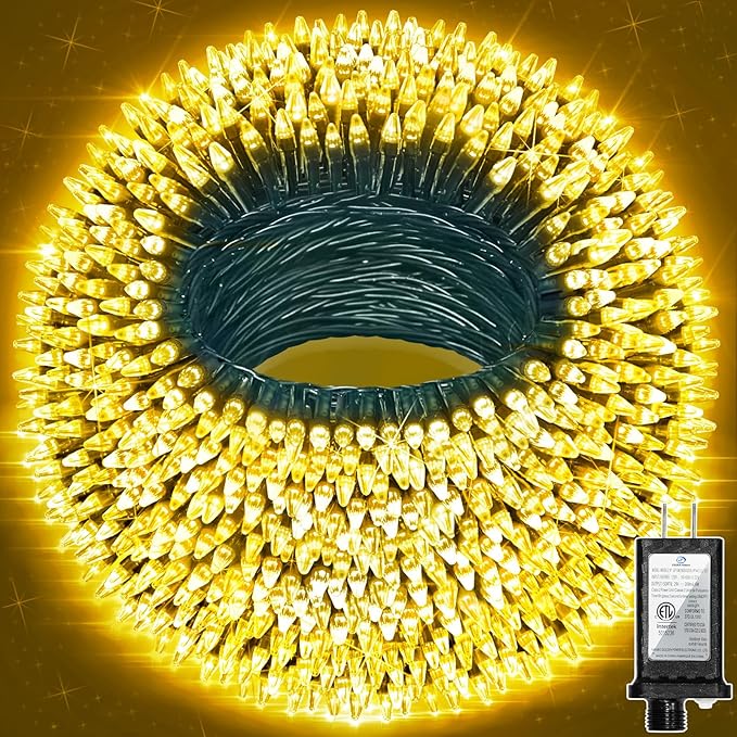 240FT 750LED Christmas Lights,12 Modes Warm White Outdoor String Lights with Timer & Dimmable, Waterproof Green Wire Christmas String Lights for Indoor Tree Xmas Patio Fence Wedding Party Decor